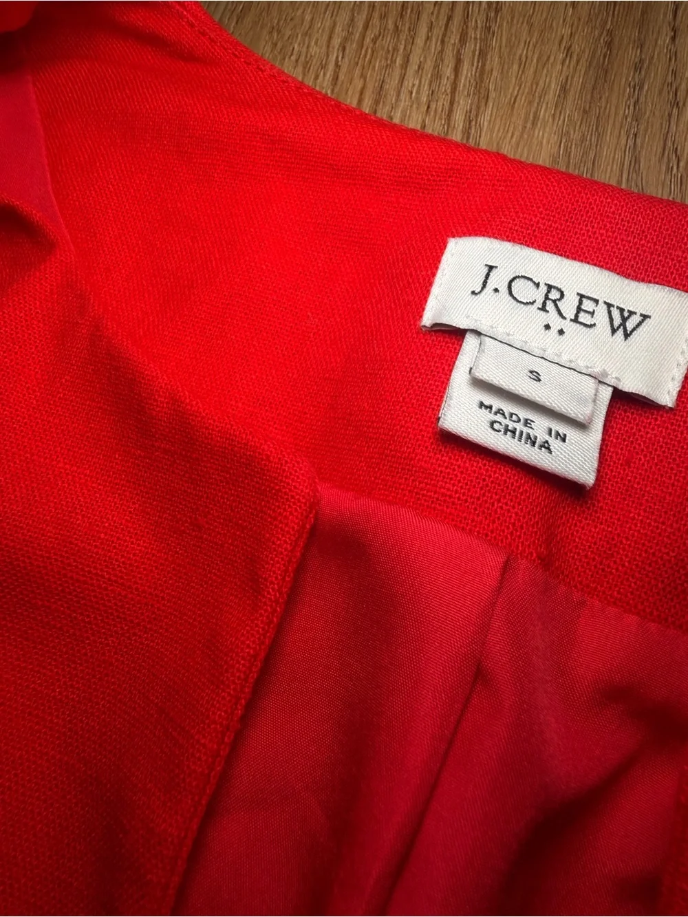 J.Crew Red Linen Blend Scallop Hem Jacket Blazer Small Preppy Holiday Workwear